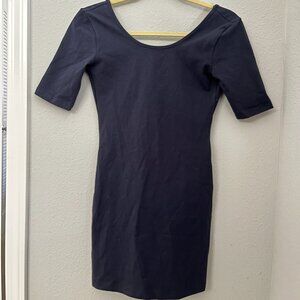 NWOT American Apparel Cotton Spandex Quinn Dress, Navy, S